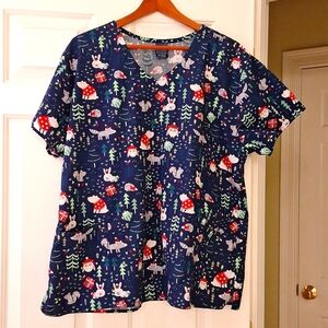 Women's scrub top, Winter theme, NWOT